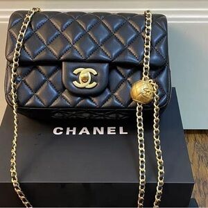 Chanel Black Quilted Crossbody with Gold Chain